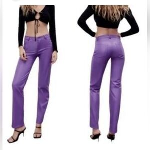 Zara Faux Leather Dark Mauve Pants women’s size Xs
